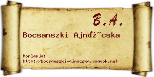 Bocsanszki Ajnácska névjegykártya